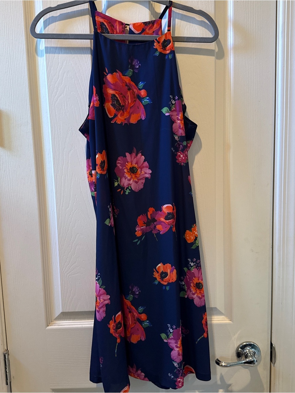 Women's | Navy Floral Halter Dress | L